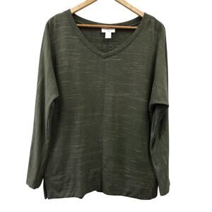 LOFT Top Womens Small Lounge Green White